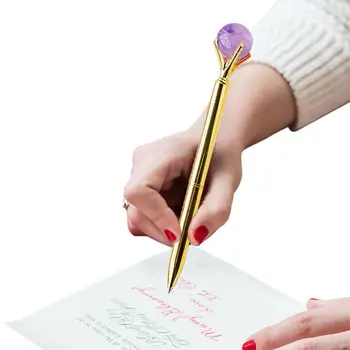 Забавные ручки для взрослых Шариковая ручка с хрустальным шариком сверху Красивые металлические шариковые ручки для женщин Свадебный душ для новобрачных