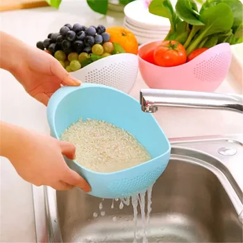 Пластиковое рисовое сито, Дуршлаг для мытья посуды, Кухонная Сливная корзина, чаша для мытья риса, Ситечко для чистки фруктов и овощей, Кухонные гаджеты