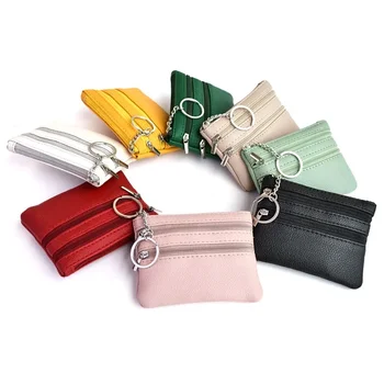 Корейская женская сумка для ключей Macaron Color, Мини-однотонная простая сумочка для мамы, многослойная портативная маленькая сумочка для карточек, мягкая