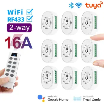 Tuya 16A Wifi + RF 433 Мини-Переключатель С Выключателем Питания Двухстороннее Реле Таймера Smart Life Breaker Работает С Alexa Google Home