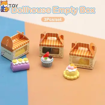 3шт 1: 12 Кукольный домик Миниатюрная коробка для десерта, торта, тостов, упаковочная коробка, игрушка для декора кукольного домика (только коробка)