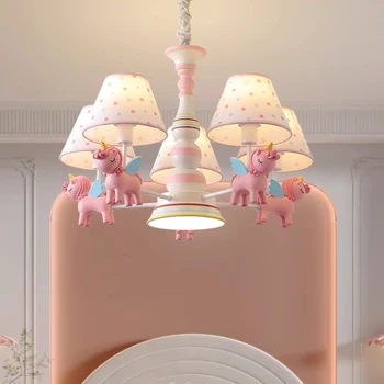 Розовые люстры с каруселью, милая детская комната, лампа для комнаты принцессы, современная романтическая люстра для гостиной в спальне для маленьких девочек и мальчиков
