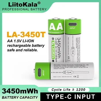 1-30ШТ LiitoKala AA 1.5 V 3450mWh Литиевая Аккумуляторная Батарея Большой Емкости Type-C USB Быстрая Зарядка для Игрушки-Мыши
