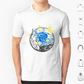 Звездная ночь Минималистичная графическая футболка Мужчины Женщины Дети 6Xl Звездная ночь Звездная ночь Ван Гог Винсент Vincent Van Gogh Minimal