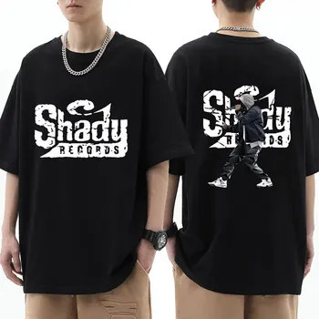 Футболка с рэпером Eminem Slim Shady Music с рэп-принтом, мужская футболка в уличном стиле хип-хоп, повседневные футболки оверсайз из 100% хлопка