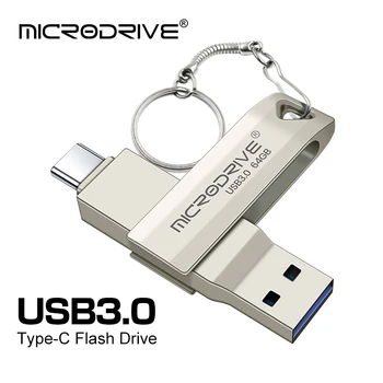 2 в 1 OTG USB-C Флэш-Накопитель Металлический Memory Stick Usb 3.0 флэш-диск 64 ГБ 128 ГБ 256 Г USB3.0 Двойной C Флешка бесплатная доставка