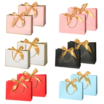 Бумажный пакет для подарочной коробки с лентой, праздничный подарочный пакет, Магазин одежды, коробка из крафт-бумаги, доставка, упаковка из крафт-бумаги, сумка