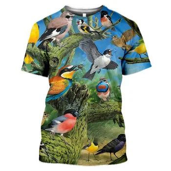 Летние красочные футболки с изображением животных и попугаев, мужские модные повседневные футболки с рисунком птиц, топы в стиле хип-хоп харадзюку с круглым вырезом и принтом