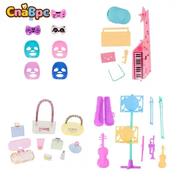 Миниатюрная гитара для кукольного домика, Пляжный/ медицинский инструмент, посуда, маска для лица, набор аксессуаров для куклы 30 см, Детская игрушка для ролевых игр 