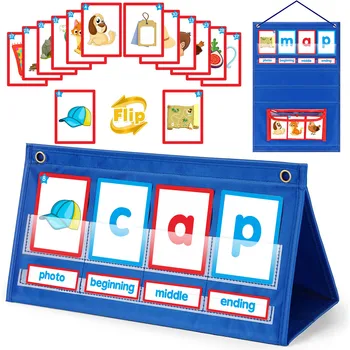 Карманная таблица для детского сада, флеш-карты со словами CVC для детей, обучающий конструктор слов CVC, акустические игры, школьные принадлежности