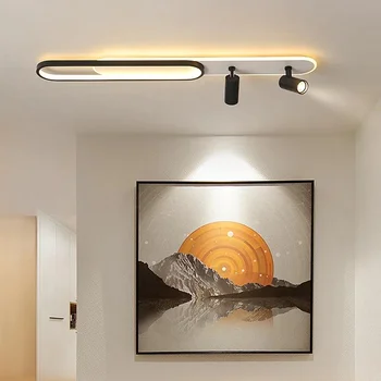Светодиодная люстра из акриловой ленты с прожектором, используемая для освещения гостиной и спальни, украшения кухни с черным золотым блеском