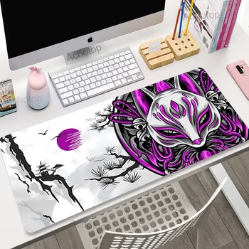 Фиолетовый художественный коврик для мыши Fox Spirit Большой геймерский коврик для мыши Коврик для клавиатуры XXXL Коврик для мыши 100x50 см Дизайн настольного коврика Настольный ковер