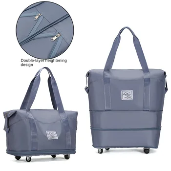 Подъемная удлиненная женская тележка с посадкой на колеса, Съемный дорожный багаж, нейлоновые прочные сумки для покупок большого размера