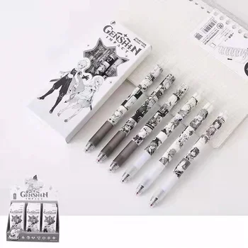 6 шт./компл. Новая игра Genshin Impact, гелевая ручка с черными чернилами, 0,5 мм, ручки для граффити, подарок для детей, школьные канцелярские принадлежности