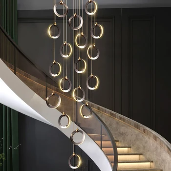 Жемчужно-черная Кольцевая Люстра, современные минималистичные Дизайнерские светильники для гостиной, Подвесная Люстра для столовой и лестницы на вилле в скандинавском стиле