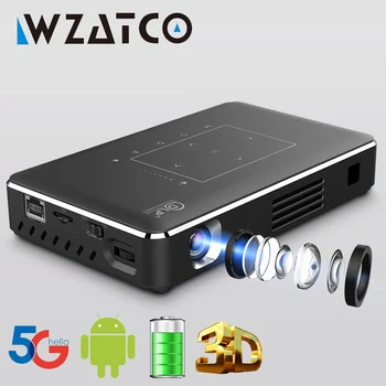WZATCO P10ii DLP 3D-проектор Со встроенным аккумулятором МИНИ-Проекторы Smart WIFI Поддержка FULL HD 4K Домашний Кинотеатр LED Beamer Proyector