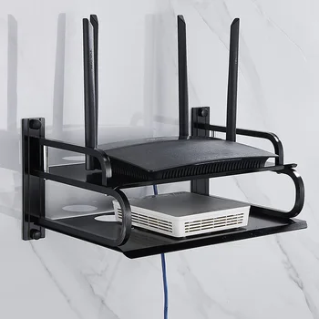 Настенная полка для беспроводного Wifi-маршрутизатора Белый Черный Ящик для хранения Стойка для маршрутизатора Кронштейн для кабельного питания Коробка-органайзер для гостиной