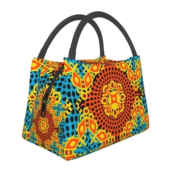 Красочная утепленная сумка для ланча с цветочным принтом в африканском стиле Анкара для школы и офиса, термос-ланч-бокс для женщин в стиле африканского племени