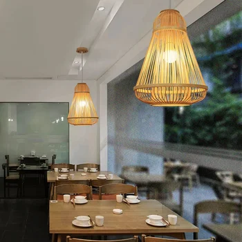 Бамбуковый подвесной светильник ручной работы, Японский стиль, Чайный домик Izakaya, ресторан, столовая Отеля, спальня, Подвесное освещение