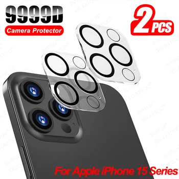 2шт для iPhone 15 Pro Max 3D протектор экрана камеры заднего вида iPhone15 Plus 15Pro 15ProMax 2023 Задняя крышка объектива Корпус из закаленного стекла