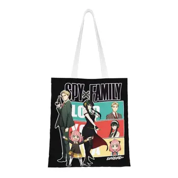 Spy X Family Бакалейная сумка-тоут для покупок Funny Forger Family SpyFamily Холщовые сумки для покупок через плечо Сумки большой емкости