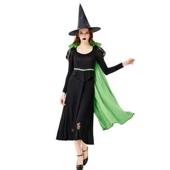 Взрослый женский костюм Злой Ведьмы, косплей, 75-летие выпуска, Карнавал на Хэллоуин, Зеленая накидка