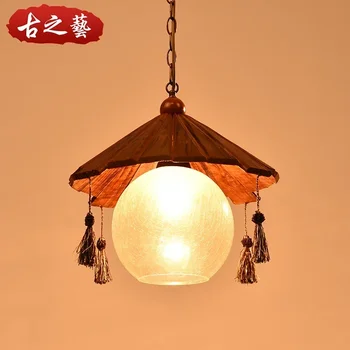 Потолочный светильник в стиле ретро в китайском стиле, Ностальгическая индивидуальность, Креативная столовая лампа из массива дерева с одной головкой, Барная стойка