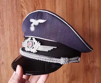 Немецкая широкополая шляпа с твердыми полями и серебряным краем из синей набедренной ткани ВВС