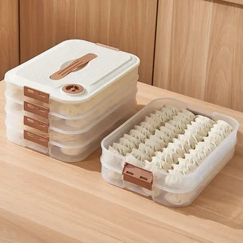 Кухонный органайзер Коробка для пельменей Контейнер для хранения продуктов Холодильник Коробка для хранения свежих продуктов Многослойная прозрачная коробка для пельменей