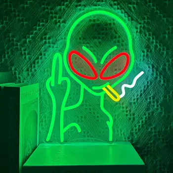 Зеленые инопланетные неоновые вывески, светодиодные неоновые вывески для декора стен, спальни, мужской пещеры, домашнего декора для вечеринок, инопланетный неоновый свет для детского подарка на день рождения