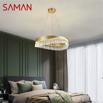 Подвесная Люстра SAMAN, Постмодернистский Золотой Роскошный Домашний Светодиодный светильник для гостиной, столовой