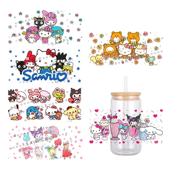 Япония Sanrio Мультяшные персонажи УФ DTF Переводная наклейка для бутылок стаканов с логотипом на заказ Простая в использовании