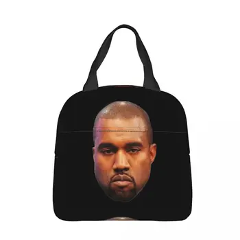 Kanye West Meme Face Изолированные сумки для ланча, Термосумка, контейнер для ланча, забавный Большой ланч-бокс, сумка для Бенто, сумка для колледжа, путешествия