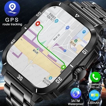 Водонепроницаемые Смарт-Часы Для Плавания 3ATM, Мужские, Батарея 430 мАч, Сверхдлинный Режим ожидания, 1,96-дюймовые Смарт-Часы С Bluetooth-Вызовом Для Android IOS