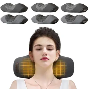 Электрический массажер для шеи, нагрев подушки для шейки матки, вибрационный массаж шеи и спины, вытяжение для сна, поддержка позвоночника из пены с эффектом памяти