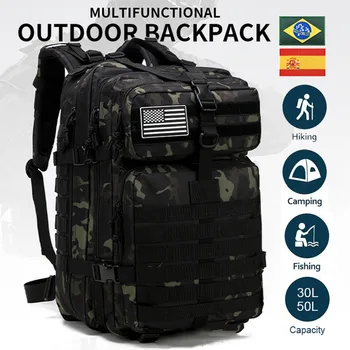 30L/50L 3P Тактический рюкзак для мужчин и женщин, аксессуары для кемпинга, охоты, Военная камуфляжная штурмовая сумка, армейские рюкзаки Molle