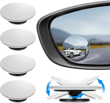 Зеркало заднего вида заднего хода автомобиля Безрамное маленькое круглое зеркало на присоске для транспортных средств с регулируемой на 360 ° слепой зоной