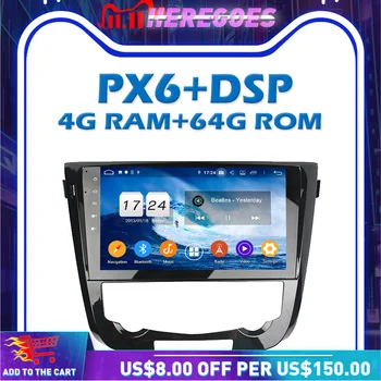PX6 Автомобильный DVD-плеер DSP IPS Android 10,0 4 ГБ 64 Г GPS Карта RDS Радио wifi Bluetooth 5,0 Для Nissan Qashqai 2013 2014 2015 2016 2017