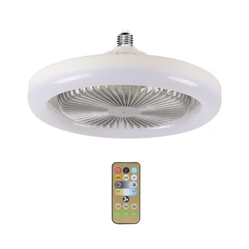 Потолочный вентилятор мощностью 30 Вт со встроенными светильниками E27 Дистанционное потолочное освещение Спальня Гостиная Переключатель управления Домашняя лампа Серебристый