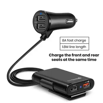 Прочное автомобильное зарядное устройство для нескольких устройств Универсальное автомобильное зарядное устройство высокой мощности с 4 портами Usb Адаптер быстрой зарядки спереди и сзади