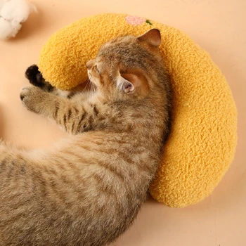 Кошачья плюшевая подушка для большого пальца, Плюшевые U-образные мягкие игрушки для домашних животных, Кошачьи игрушки для котенка, Скрежещущие зубами, Аксессуары для домашних животных