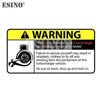 Забавное предупреждение о стайлинге автомобиля Этот автомобиль оснащен турбонаддувом и производимой им виниловой наклейкой с рисунком наклейки на кузов