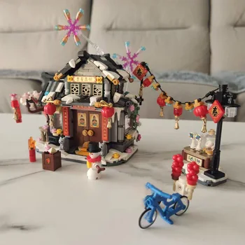 Игрушки для детей, Весенний фестиваль архитектуры, Зимний дом, снеговик, фонарь, 3D модель, мини-блоки, кирпичное здание своими руками