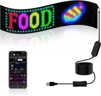 GOTUS Rolling Advertising Светодиодные вывески Гибкий USB 5V Bluetooth С пользовательским текстовым рисунком, управляемый приложением, Программируемый светодиодный автомобильный знак