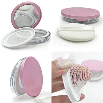 Дорожная баночка для макияжа: портативная пластиковая пудреница с ситом, зеркалом и пуховкой