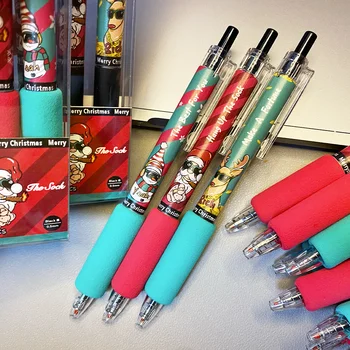 3шт Рождественская гелевая ручка, быстросохнущие чернила, 0,5 мм сверхтонкий кончик, для ведения дневника, заметок, школьный офис