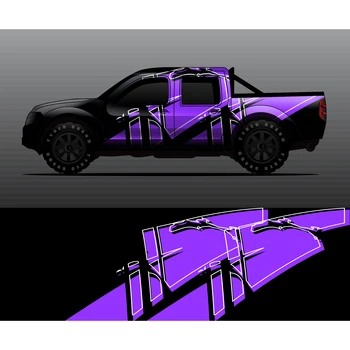 Фиолетовая наклейка на пикап, наклейка с полной оберткой автомобиля, наклейка на автомобиль, Декоративная наклейка на кузов, гоночная графическая наклейка, Виниловая обертка, современный дизайн