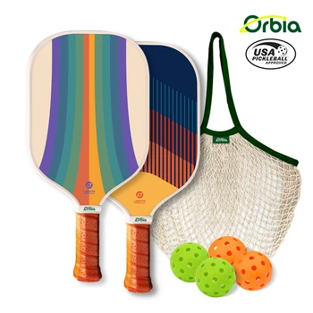 Набор спортивных лопаток для пиклебола Orbia 2 Лопатки 4 Лопатки для Пиклебола и Сетчатая сумка для переноски Лопатки из стекловолокна, одобренные USAPA