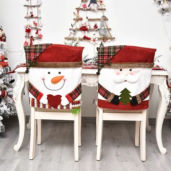 Рождественское украшение 2023 Рождественский чехол для стула Санта Клаус Снеговик Рукав для стула Фестиваль Новогоднего домашнего декора Орнамент