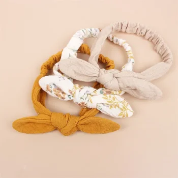 3 хлопчатобумажные резинки для волос для новорожденных девочек, набор аксессуаров для волос с бантиком на родничке, детская повязка на голову